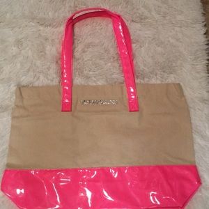 Victoria secrets canvas bag hot pink bottom13”X19”
